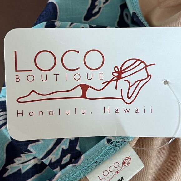 NWT LOCO Boutique Size Medium Swimsuit Swim Dress One Piece Tropical Blue Green - Picture 7 of 11